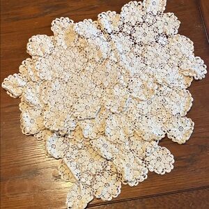 Set of Four Vintage Hand-Crocheted Placemat or Chair Cover Set